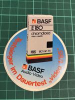 Vintage-Aufkleber BASF VHS E180 Chromdioxid (1985) – Seltene