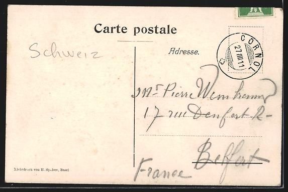 Cartoline postali: AK Lucelle, Jura bernois, 1911 – Usato da Berlin venduto da bartko-reher 1