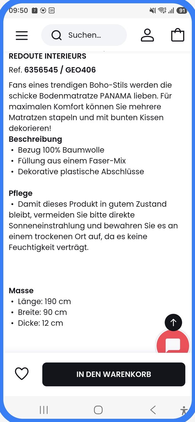 Materassi: Bodenmatraze 190cm – Usato da Oberengstringen venduto da Pepper6 5