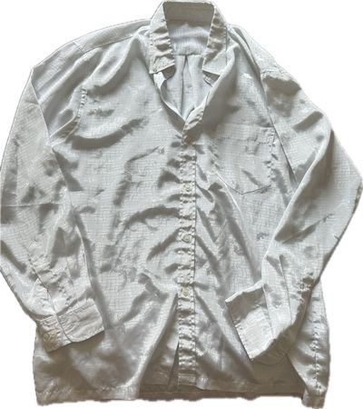 G.A. Vintage Hemd Langarm Weiss Gr. L Seiden-Mix Muster