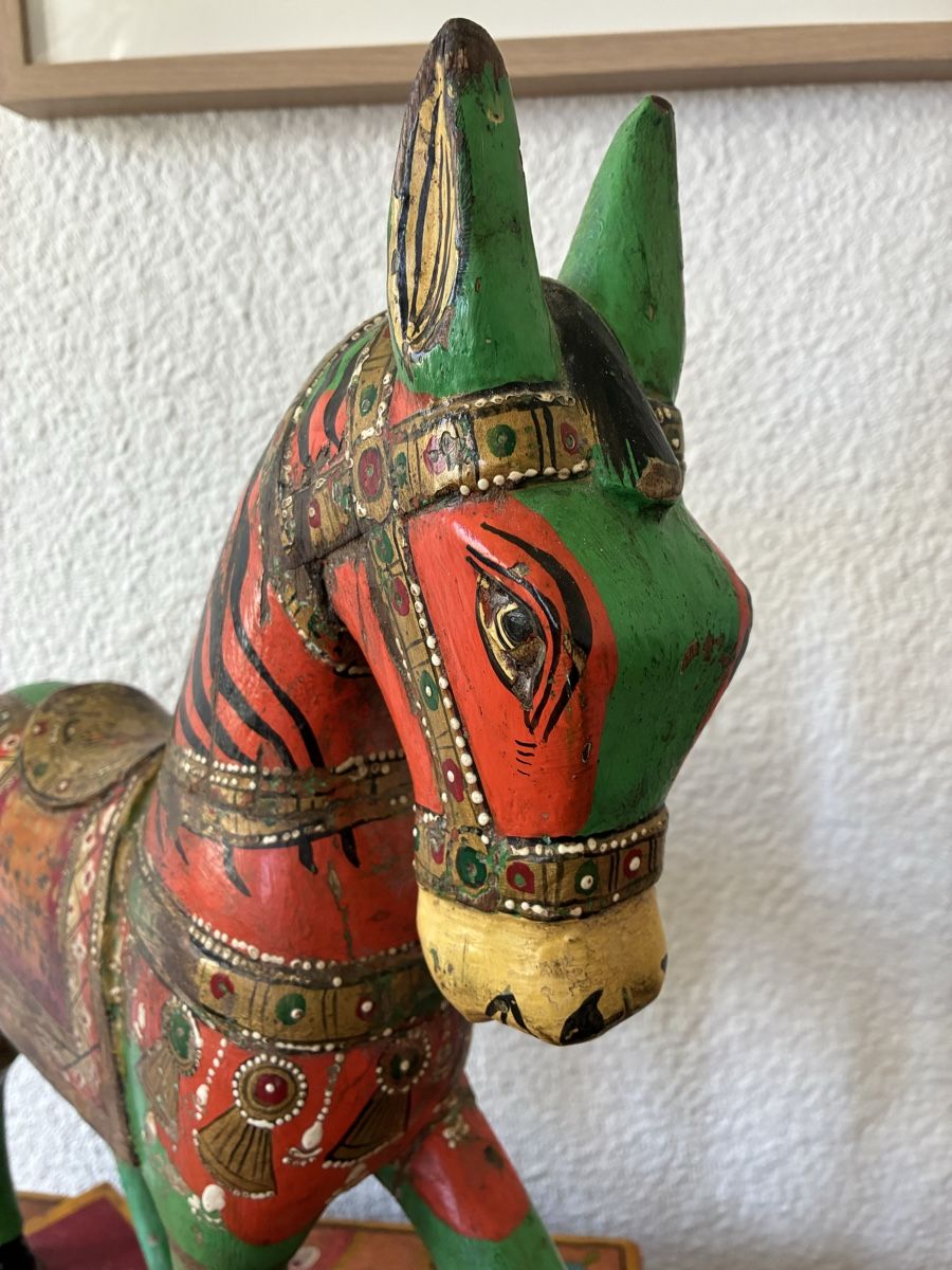 Statuette: Radjasthan Inde cheval en bois de procession – Usato da St-Aubin-Sauges venduto da asianart 2