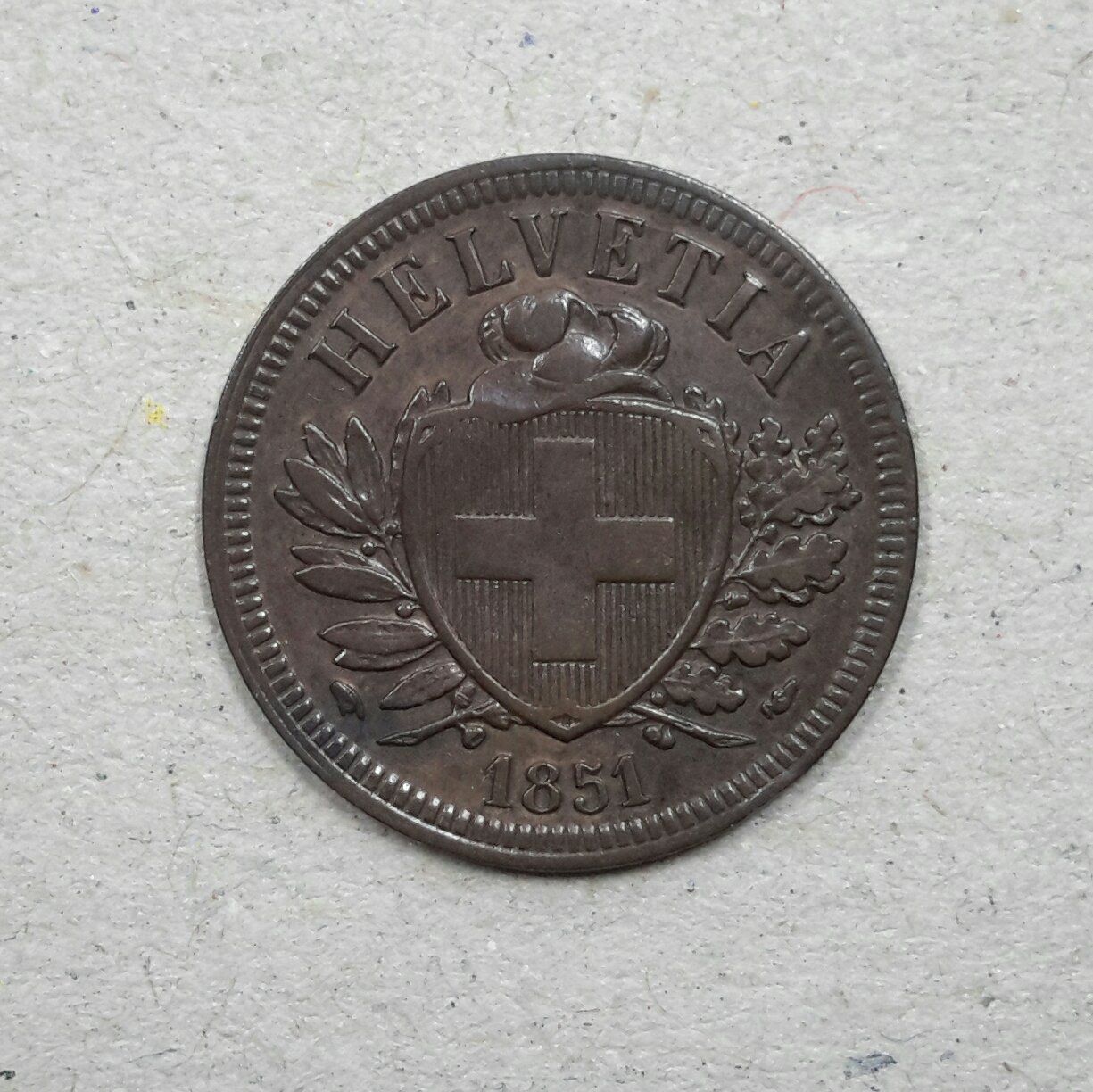 Tutti le monete: 2 Rappen , 1851 , Bronze . – Usato da Burgdorf venduto da Olli.34