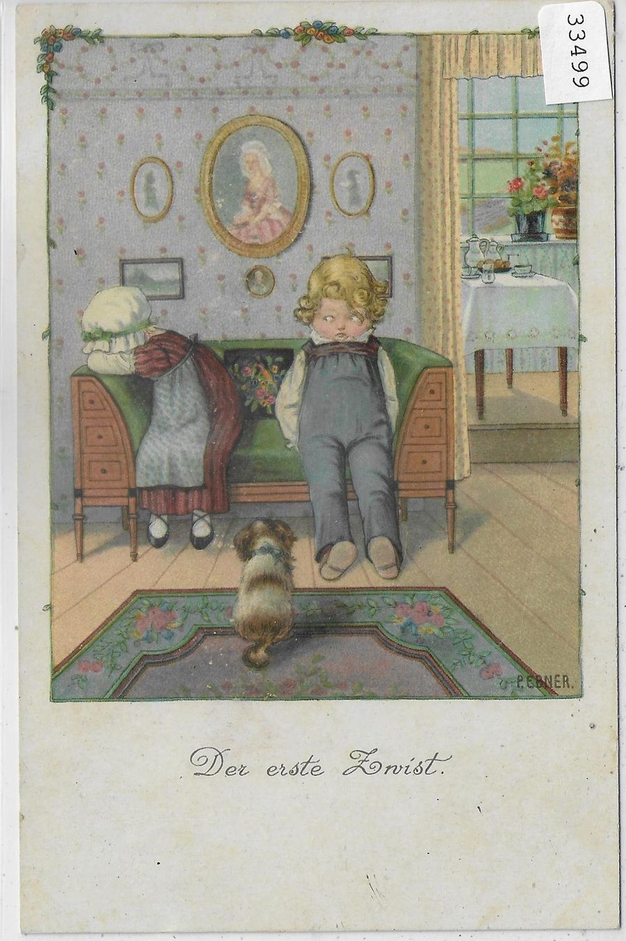 Cartoline postali: Der erste Zwist - Pauli Ebner - Litho – Usato da Ettingen venduto da Kartenplanet