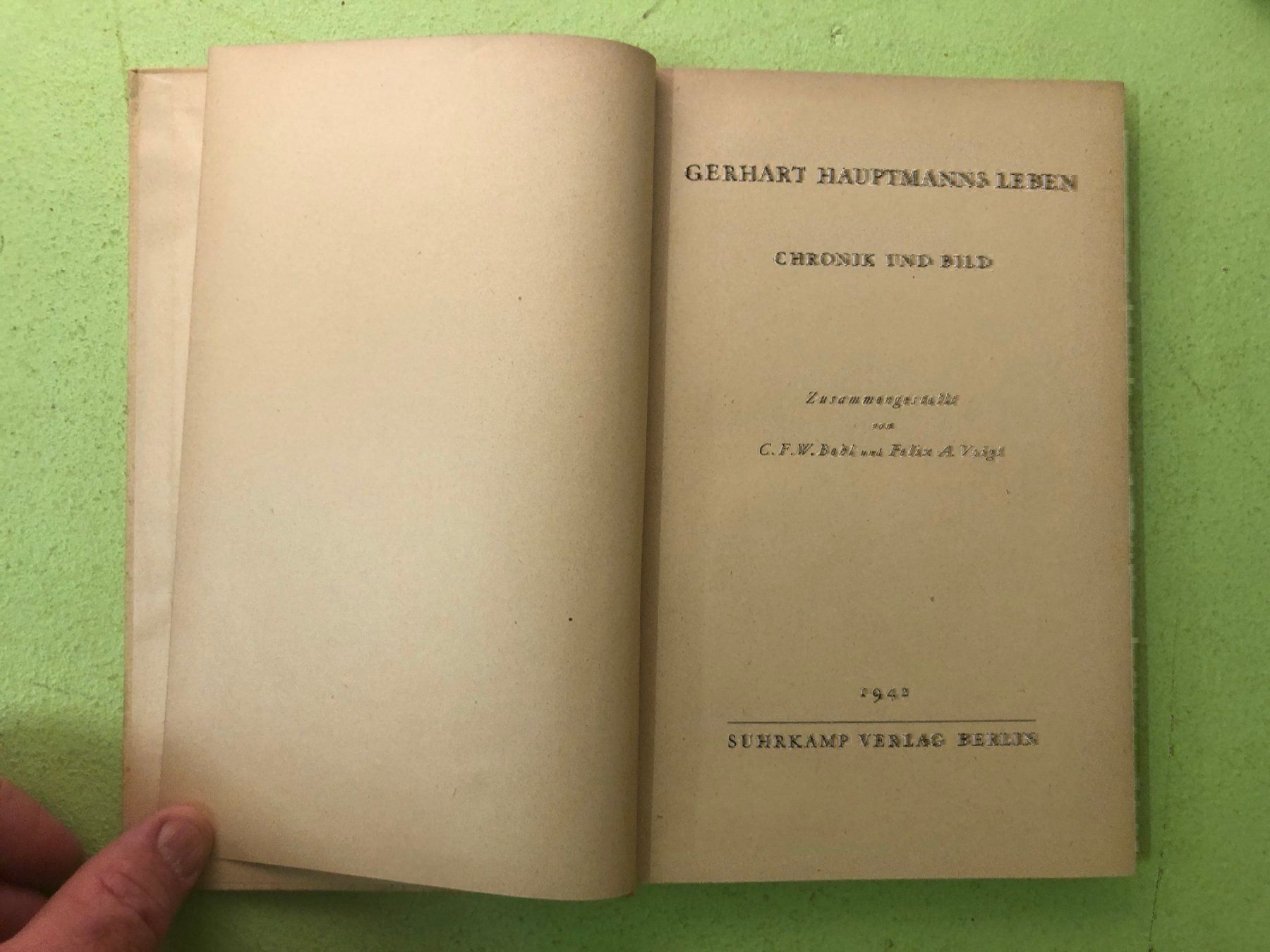 Bücher: Behl/Voight: Gerhart Hauptmanns Leben. – Gebraucht aus Zürich von allp 1
