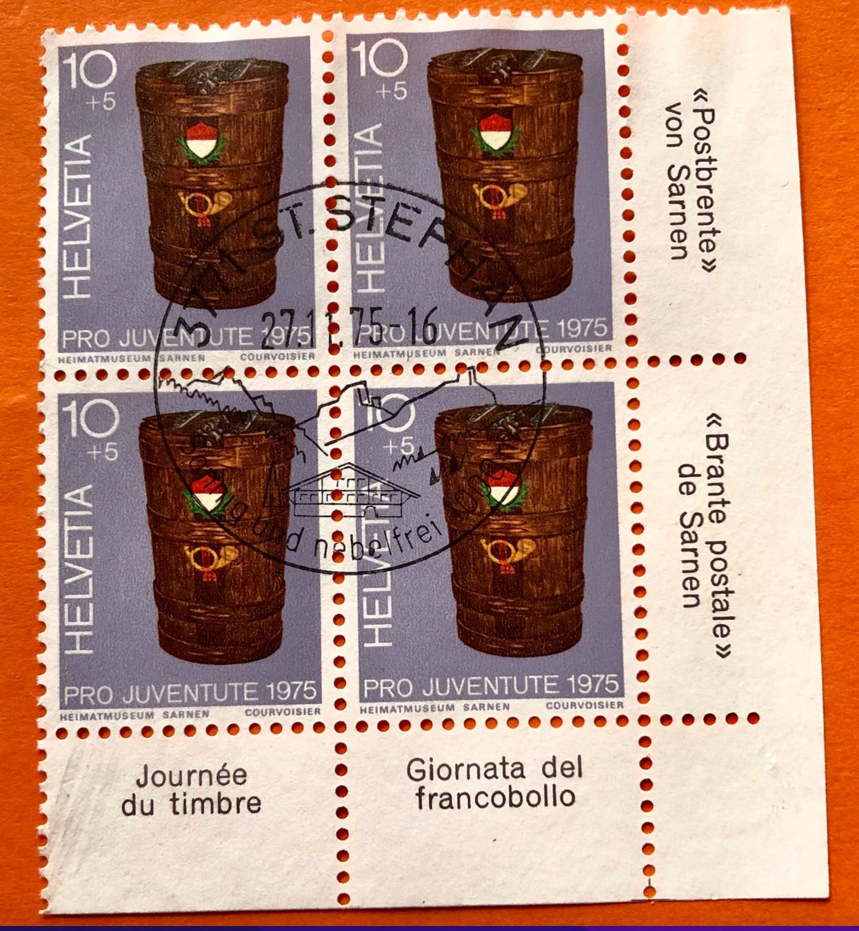 Alle Briefmarken: Nr.J 252 Pro Juventute GESTEMPELT St.Stephan 1975   – Gebraucht aus Aarau von Billa007