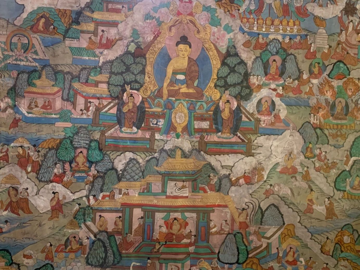 Dipinti: Thangka Buddhas Lebensgeschichte – Usato da Wolfhalden venduto da SecondAntique 2