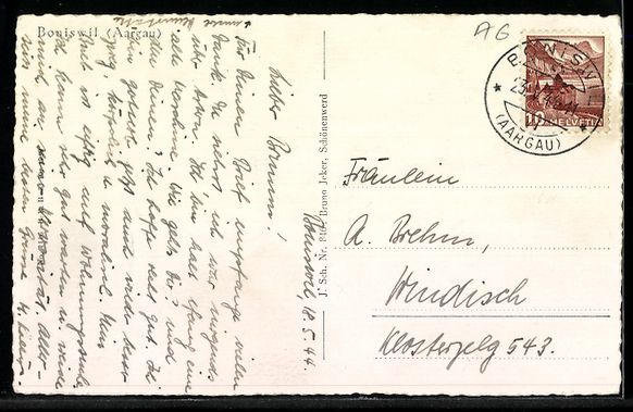 Cartoline postali: Boniswil /Aargau, Totalansicht mit Panor – Usato da Berlin venduto da bartko-reher 1