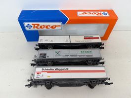 3er Set Roco  46933 + 291013 + 46168 Hbbi Güterwagen