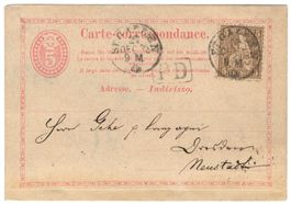 Postkarte mit ZF vor UPU von ST. GALLEN nach NEUSTADT (DE)