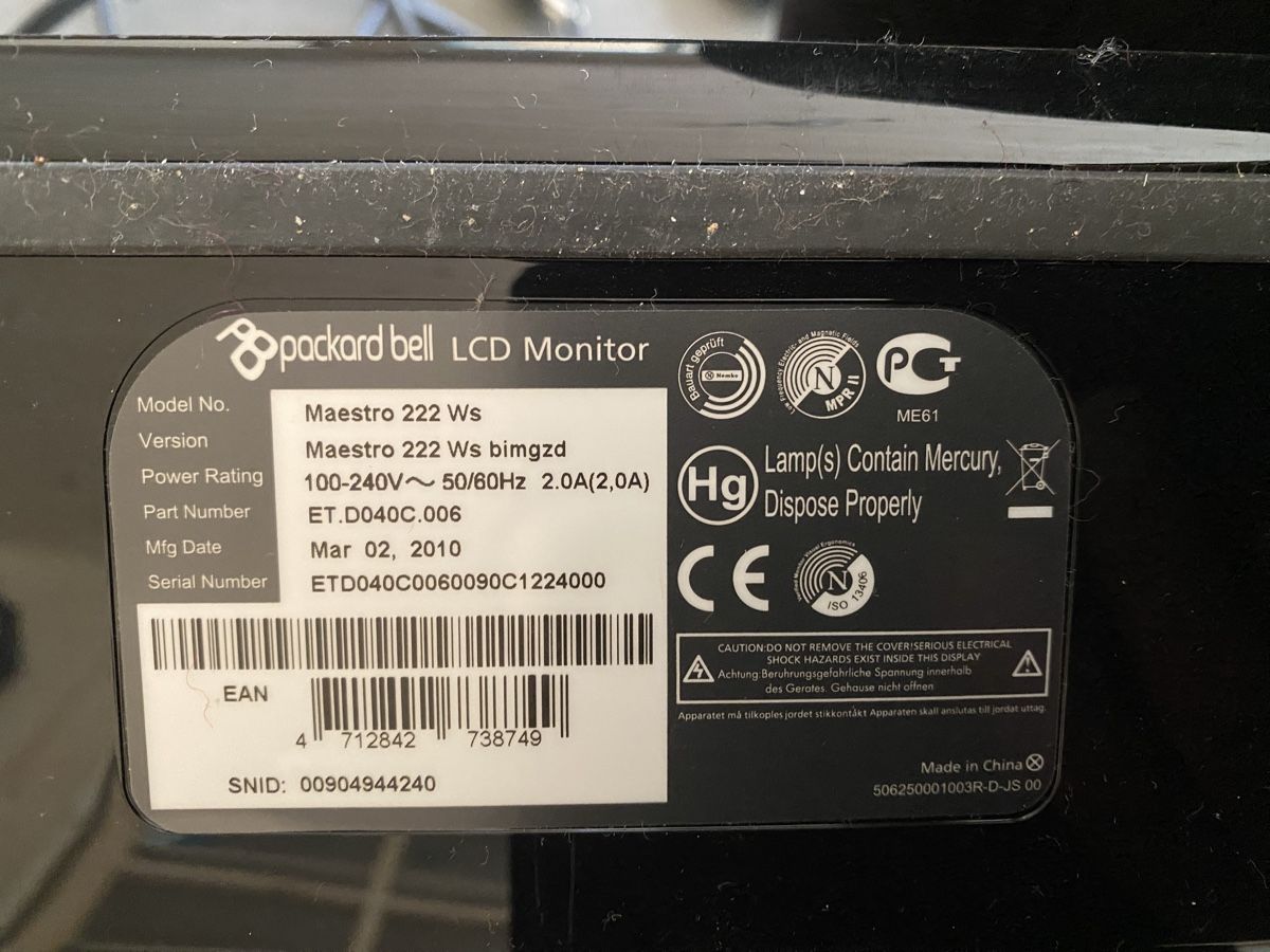 Monitor: Packard Bell Maestro ; Bildschirm – Usato da Dallenwil venduto da kavogt6 1