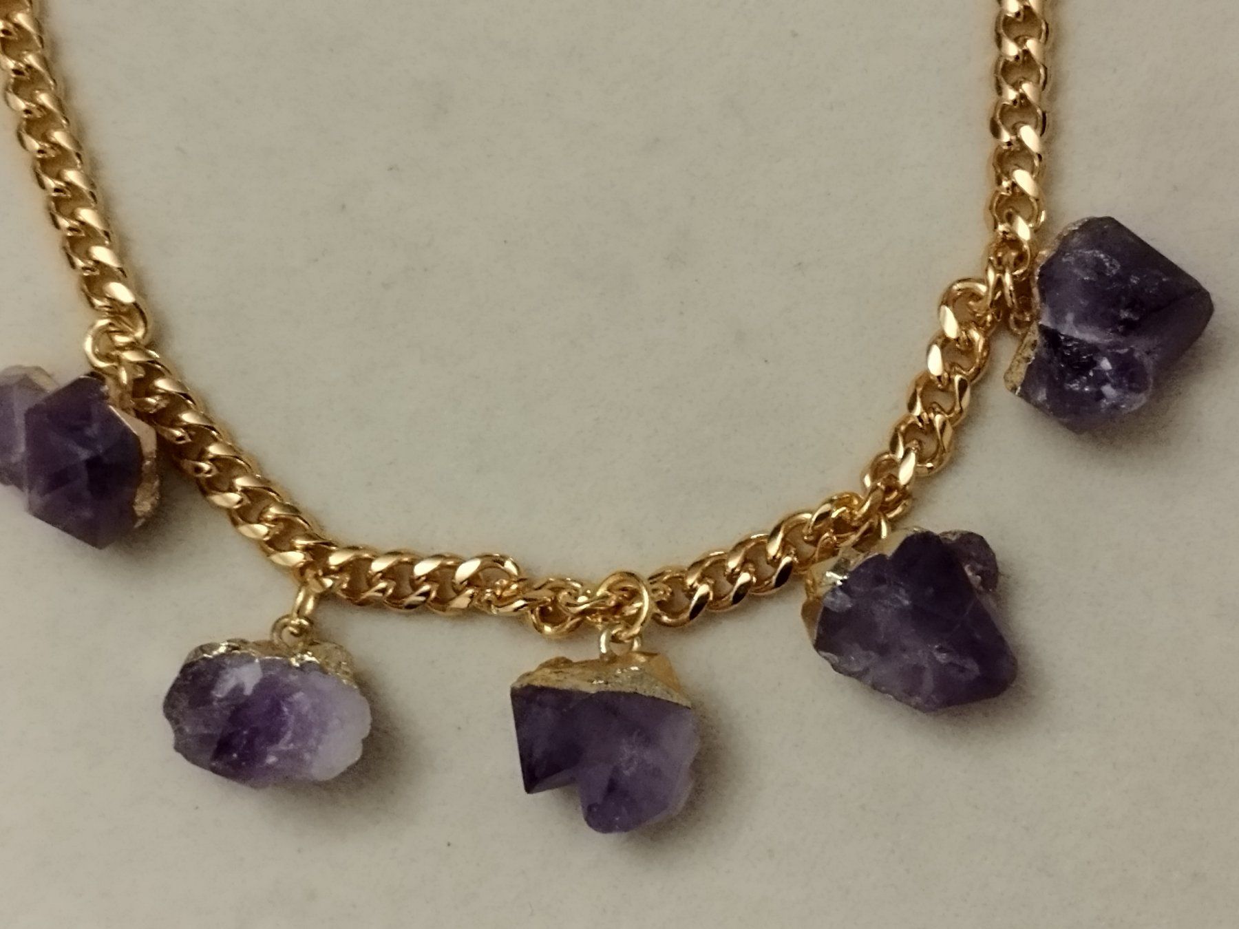 Catenine: Amethyst Natural Stones Halz Kette. – Nuovo (secondo la descrizione) da Basel venduto da pro_79rs 1