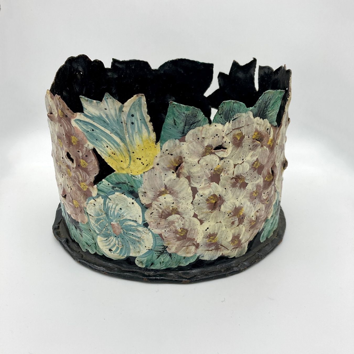 Vasi per fiori: Vintage handgemalt Metall Pflanzer Blumentopf – Usato da Wädenswil venduto da krisztiname 2