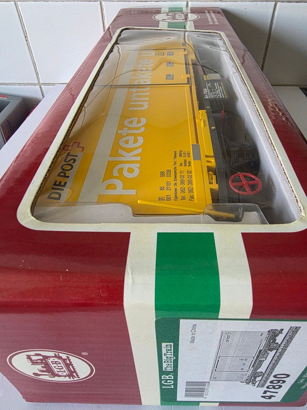 LGB Modellini di ferrovie: RhB Containertragwagen, Lb-v 7866, "Die Post" – Usato da Seuzach venduto da Loeckeli01 7