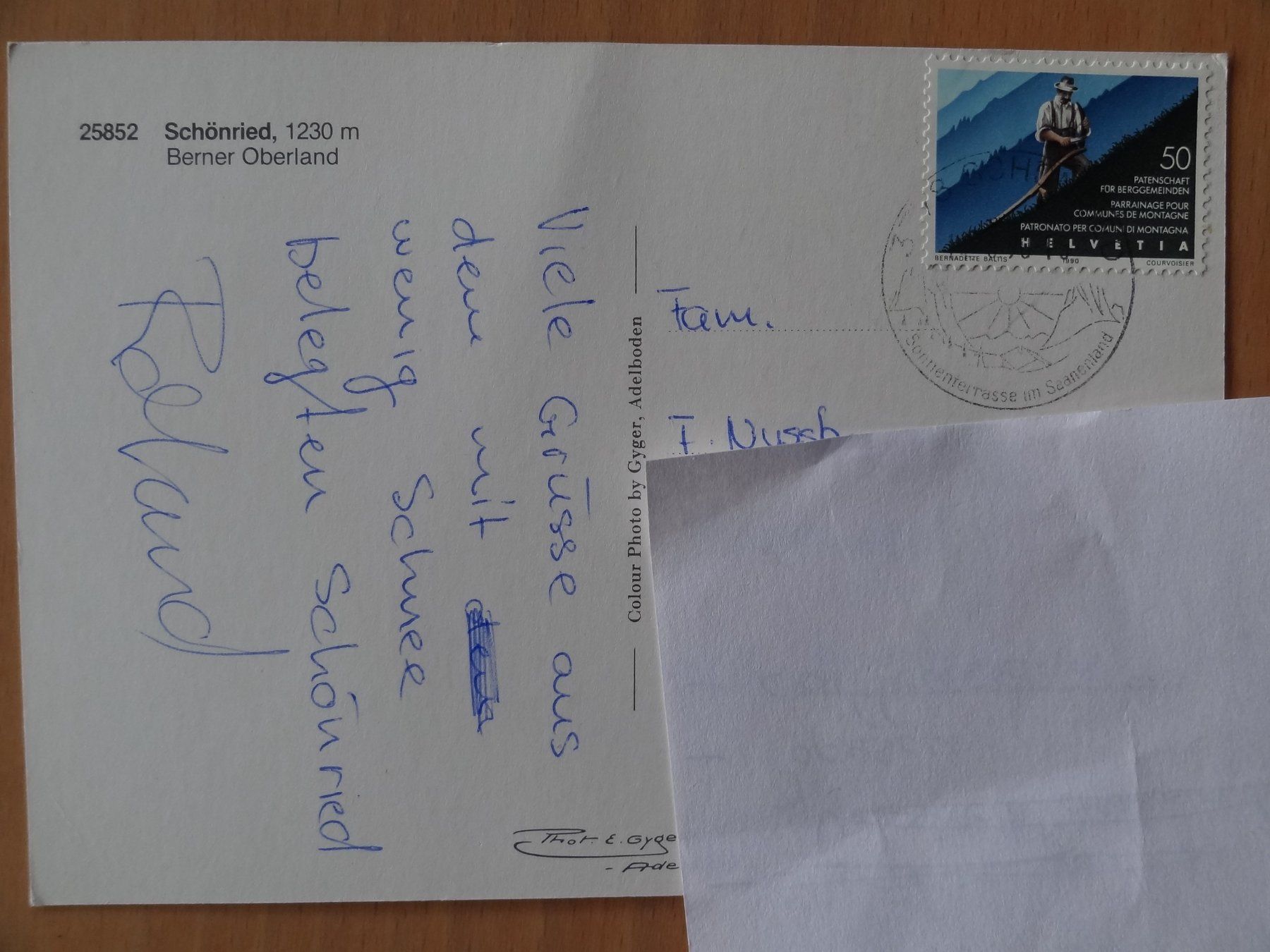 Cartoline postali: Schönried enneigée - 1985 – Usato da St Léonard venduto da Riglin 1