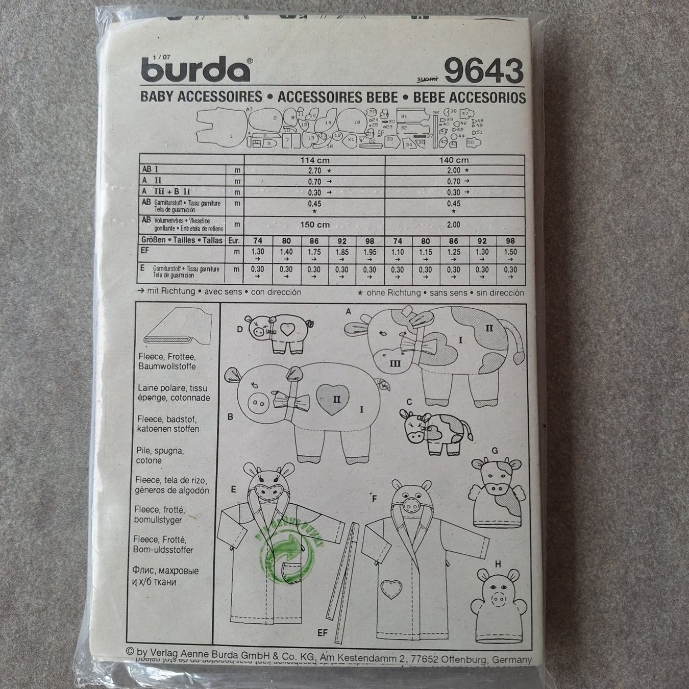 Cartamodelli: Burda Kids: Baby Accessoires 96-43 – Nuovo e nell'imballaggio originale da Mühlethal venduto da prackendorf 1
