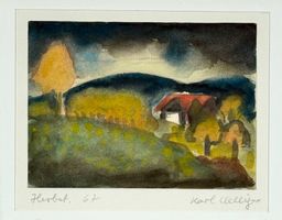 UELLIGER  Karl, "Herbst", Aquarell, signiert. Original!