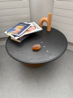 Runder Design-Couchtisch in Schwarz/Braun  Ø 59 cm