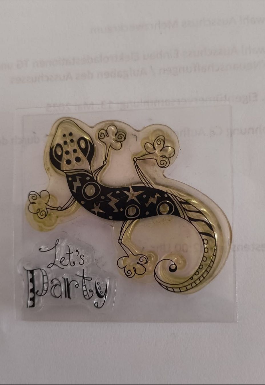 Timbri: Lustiger Stempel "Let's Party" mit Gecko – Usato da Würenlingen venduto da pjs-at-tutti