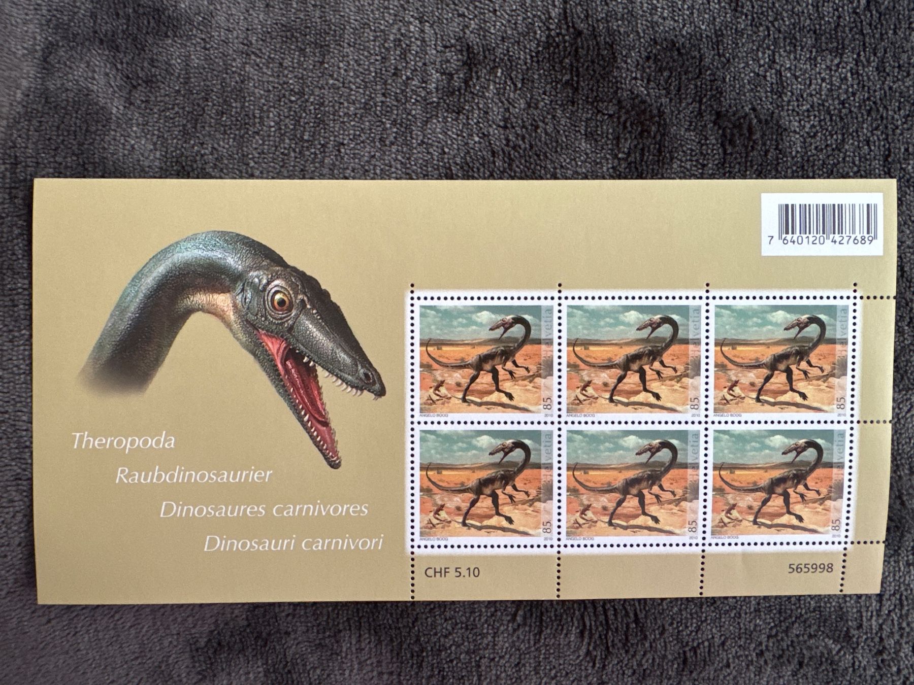 Tutti i francobolli: MARKEN KLEINBOGEN 2010 THEROPODA RAUBDINOSAURIER, POSTFRISCH – Nuovo (secondo la descrizione) da Genève venduto da k1164