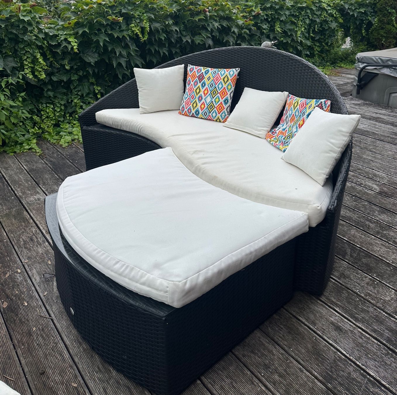 Tischset: Gartenlounge Set mit Tisch Kunstfaser schwarz Polyrattan – Gebraucht aus Elsau von ele_fmb7 1
