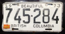 Vintage Blechschild Autoschild BRITISH COLUMBIA CA 1973