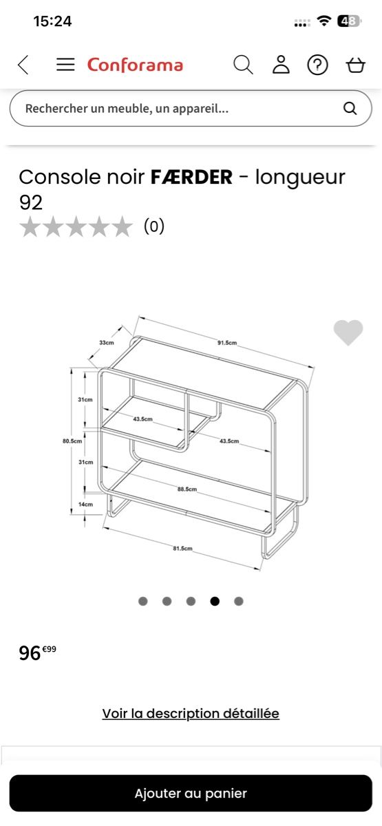 Tavoli: Table console noire design - neuve encore dans le carton – Nuovo e nell'imballaggio originale da Lausanne venduto da HomeDepose 2