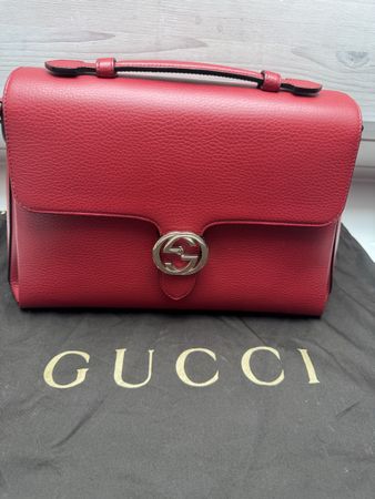 Gucci Interlocking Red Leather Medium Bag Good Condition