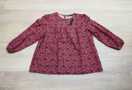 Baumwoll-Bluse mit schönem Blumenmuster, Gr. XL, neu