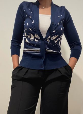 Zimmermann Cardigan marine, taille 3 en coton et soie