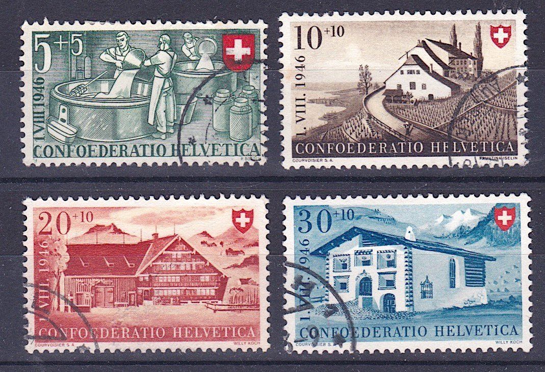 Tutti i francobolli: PP 1946, B30-33, gestempelt, Kat. 35.- – Usato da Richterswil venduto da Dyaris2025