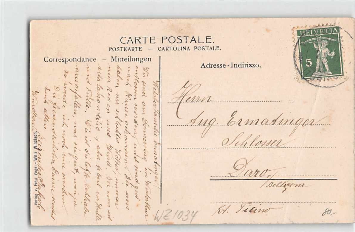 Cartoline postali: TOP Ansichtskarte: GRUSS aus WINDLACH ZH 1914 – Usato da Lufingen venduto da Rac0 1