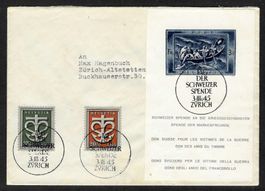 1945, W21+19-20, Block Spende auf Brief (14643)