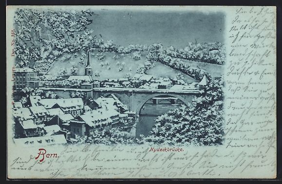 Cartoline postali: AK Bern, Nydeckbrücke im Winter, 1903 – Usato da Berlin venduto da bartko-reher