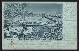 AK Bern, Nydeckbrücke im Winter, 1903
