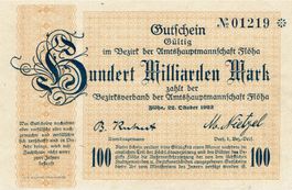 Flöha 100 Mrd.Mark 22.10.1923 VZ++-UNZ