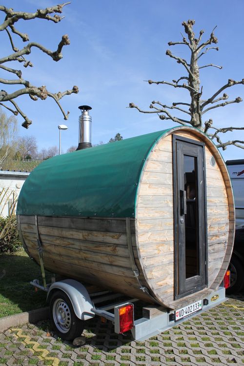 Mobile Sauna massives Fichtenholz (Thermoholz) auf Anhänger Kaufen