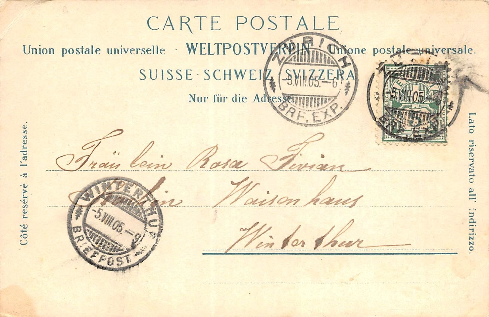 Cartoline postali: Zürich, Blick vom Mühlesteg – Usato da Ottikon b.Kemptth. venduto da Neptun1974 1