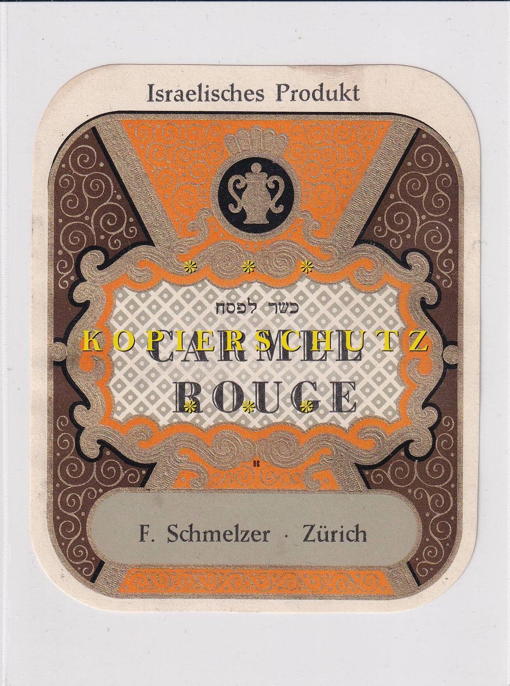 Papier: Etikette für Wein - Carmel rouge /bd – D'occasion à Hombrechtikon par Rudolf07