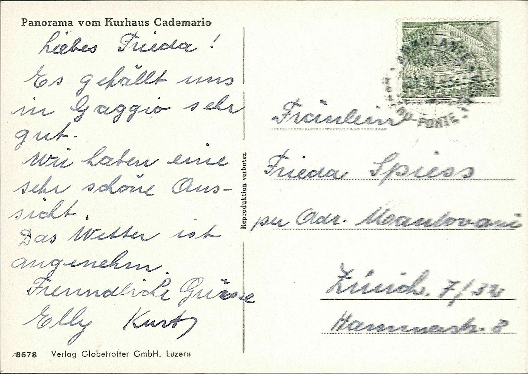 Cartoline postali: Cademario – Usato da Biasca venduto da Blenio71 1