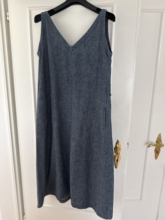 Kleid blau Grösse L Leinen Lyocell Polyester Sommerkleid