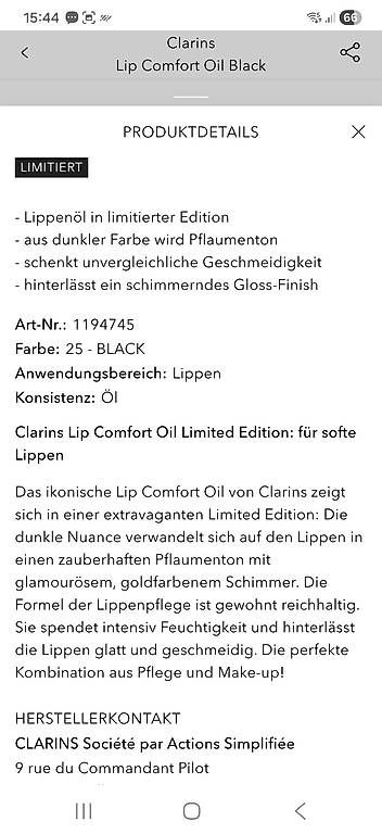 Clarins Cura del viso: CLARINS Limited Edition Lip Oil – Nuovo e nell'imballaggio originale da Uerkheim venduto da Pod23 2