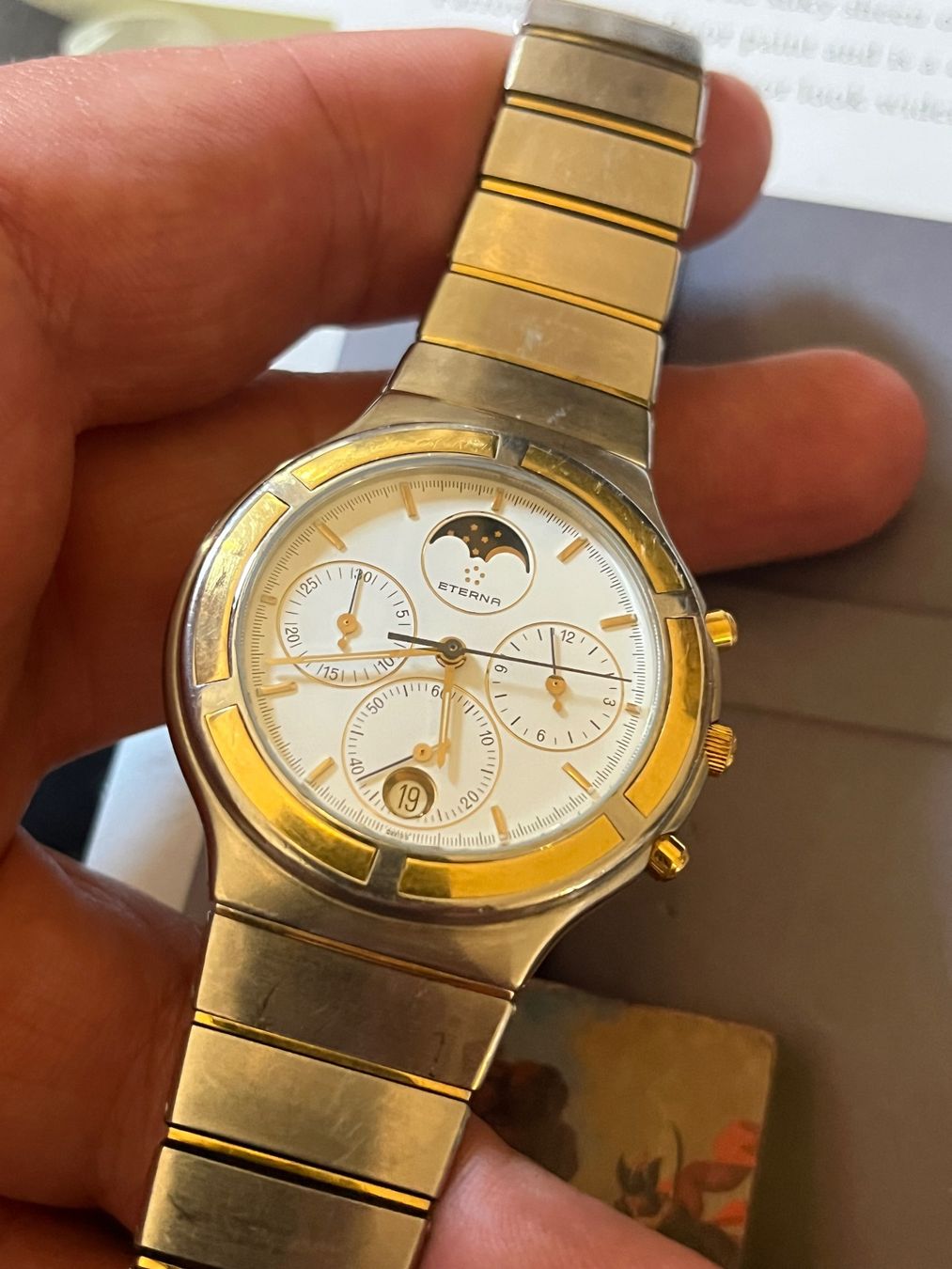 Eterna Orologi: Eterna or/acierChronographe Phases de Lune – Usato da GENEVE venduto da hehakasapa 9