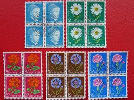 1963 PJ: J200-J204, Viererblöcke +Ersttags-Stempel, K: 50.-+