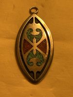 Pendentif amérindien en argent, sterling et turquoise,