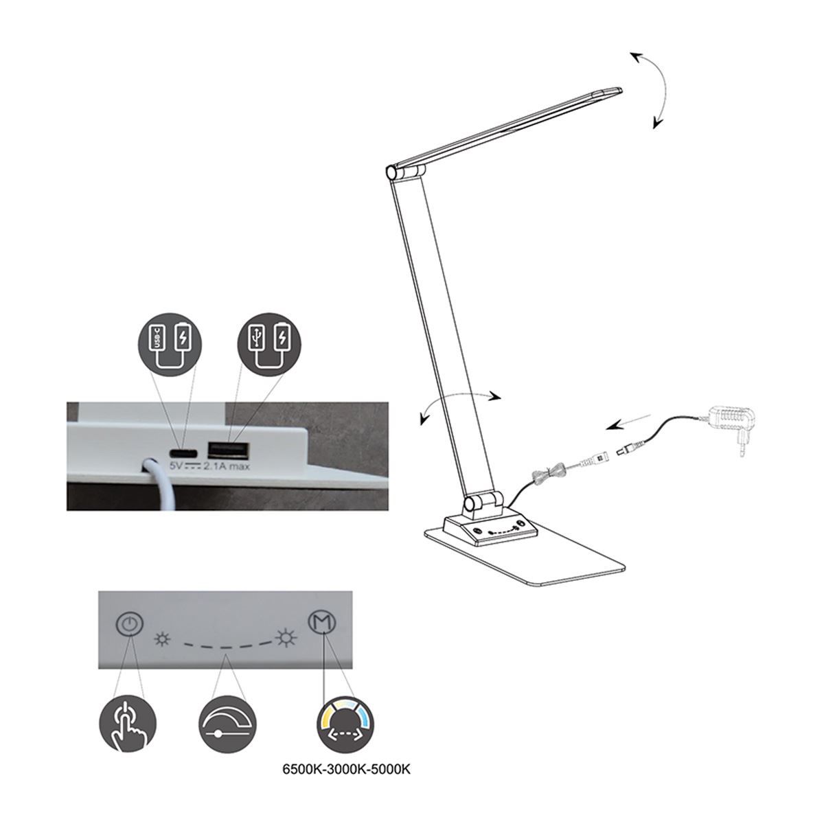 Lampade: LED Tischleuchte, Schwarz, 71 cm Höhe – Nuovo (secondo la descrizione) da Kreuzlingen venduto da Smart-Light 9
