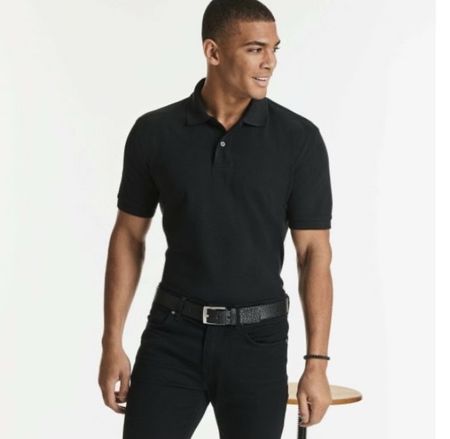 Schwarzes Russell Polo-Shirt M neuwertig, Baumwolle