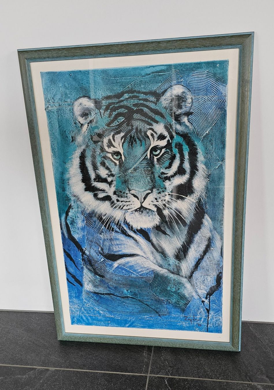 Tableaux: Rolf Knie Tiger-Bild in Blau – D'occasion à Oetwil a.d. Limmat par grisilisi
