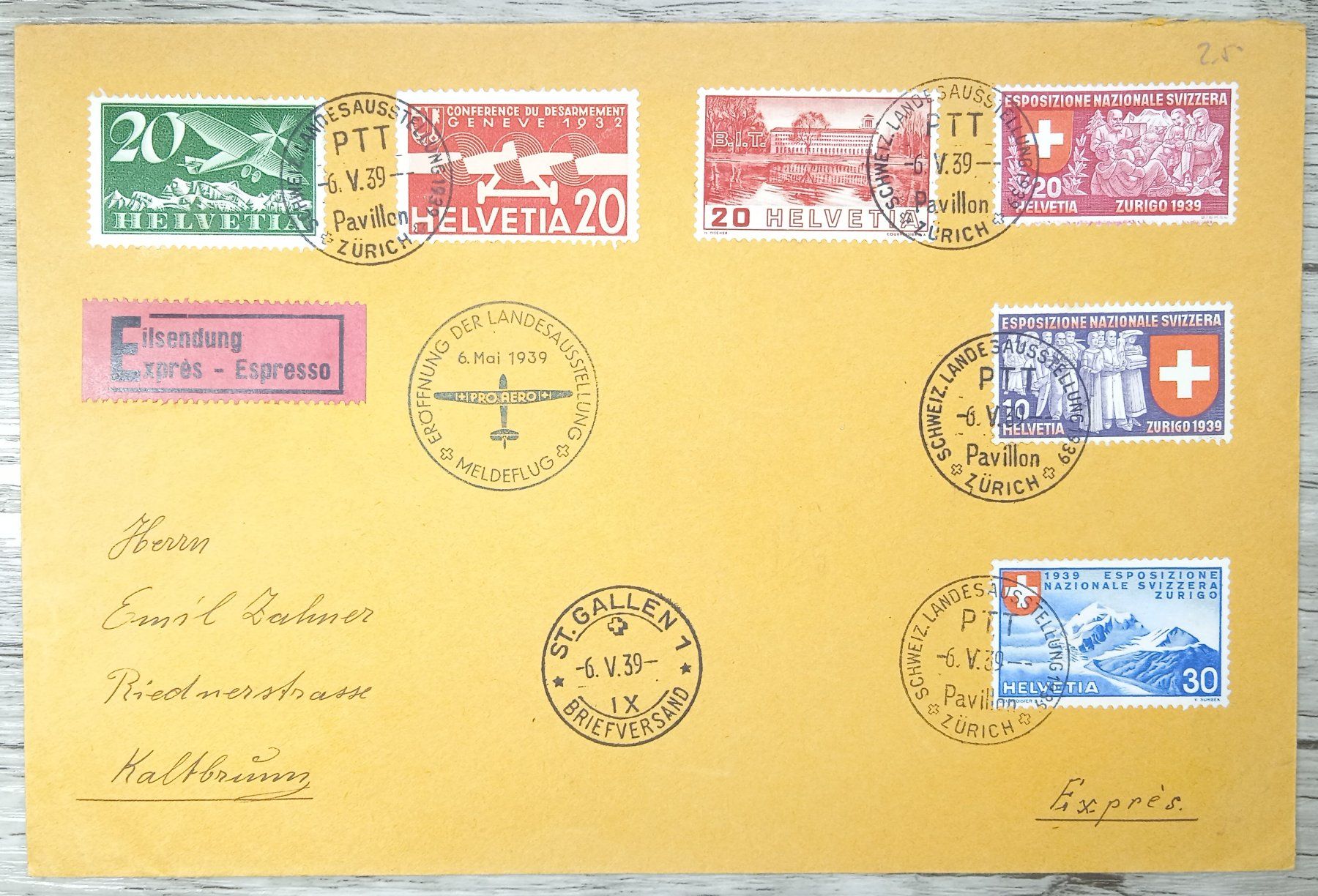Tutti i francobolli: TR10 Enveloppe + Timbre Suisse 1939 – Usato da Cousset venduto da Patrick_Collections