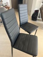 Stühle schwarz, Lederimitat und Metall, 6 Stück, Micasa