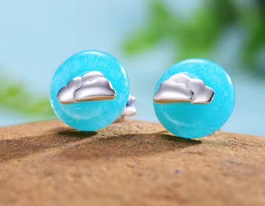 Ohrringe & -stecker: Ohrstecker "Blauer Himmel & Wolken" Amazonit – Silber – Neu und originalverpackt aus Couvet von BlueVanilla